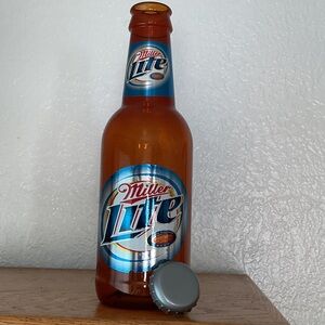 Miller Lite Amber Bottle (BANK or DECO) 14” tall. plastic